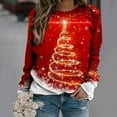 thumbnail image 6 of Womens under $10 2026 ! asdoklhq Plus Size Christmas Clothing,Women's Tops Christmas Print Round Neck Sweater Loose Blouse Hoodless Sweatshirt, 6 of 7