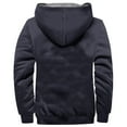 thumbnail image 4 of Azrian Clearance Mens Jacket Tops Men's Winter Long Sleeved Cardigan Pockets Warm Plush Hooded Jacket Fleece Sweater Coat, 4 of 5