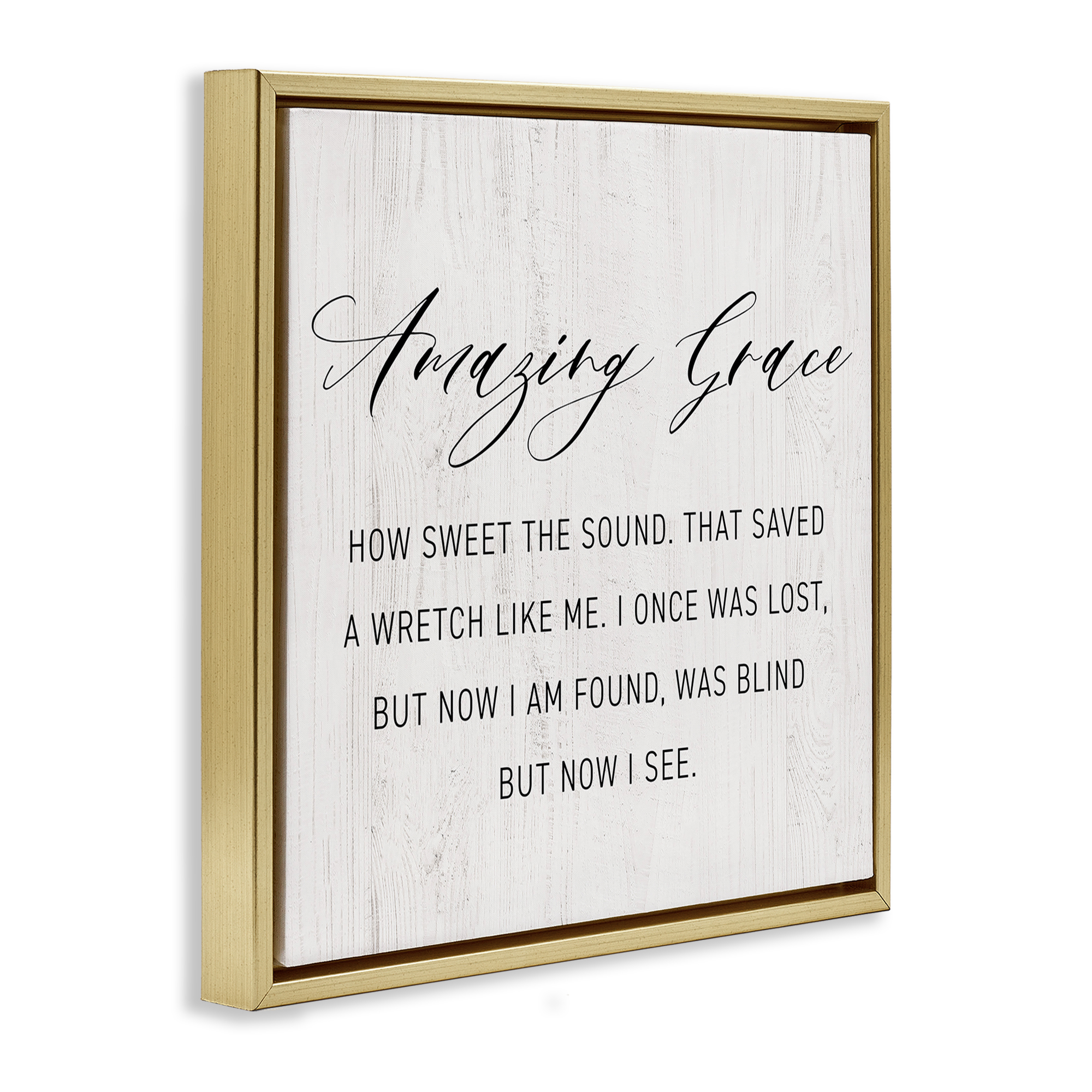 Stupell Industries Spiritual Amazing Grace Religious Painting Gold Floater Framed Canvas Art Print Wall Art, 25 x 25