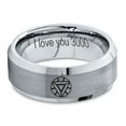 thumbnail image 2 of Tungsten Quote I Love You 3000 Engraved Band Ring 8mm Men Women Comfort Fit Gray Step Bevel Edge Brushed Polished, 2 of 4