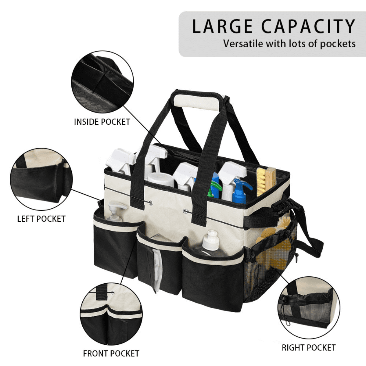 SpaceMuse Wearable Cleaning & Tool Storage Bag with Adjustable Strap & 15 Storage Pockets, Multifunctional Organizer for Cleaning Supplies & Tools