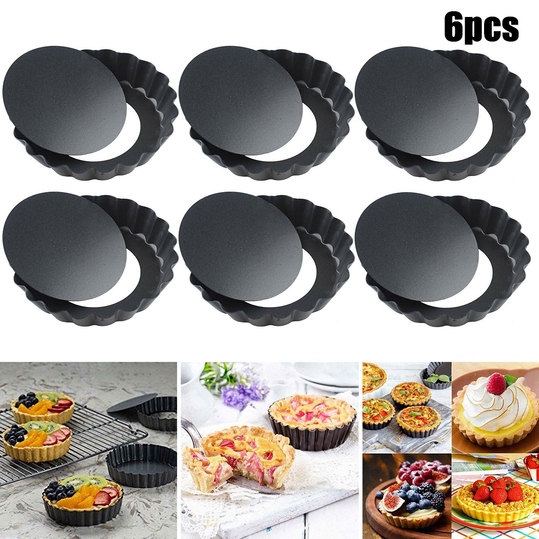 6Pcs 4 Inch Quiche Pans Removable Bottom Mini Tart Pans Set Tart tins
