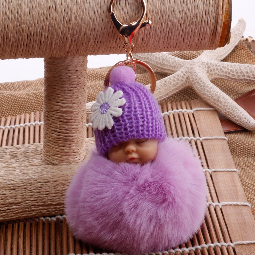 Keychains Cute Fur Fluffy Pompom Sleeping Baby Doll Nepal Ubuy