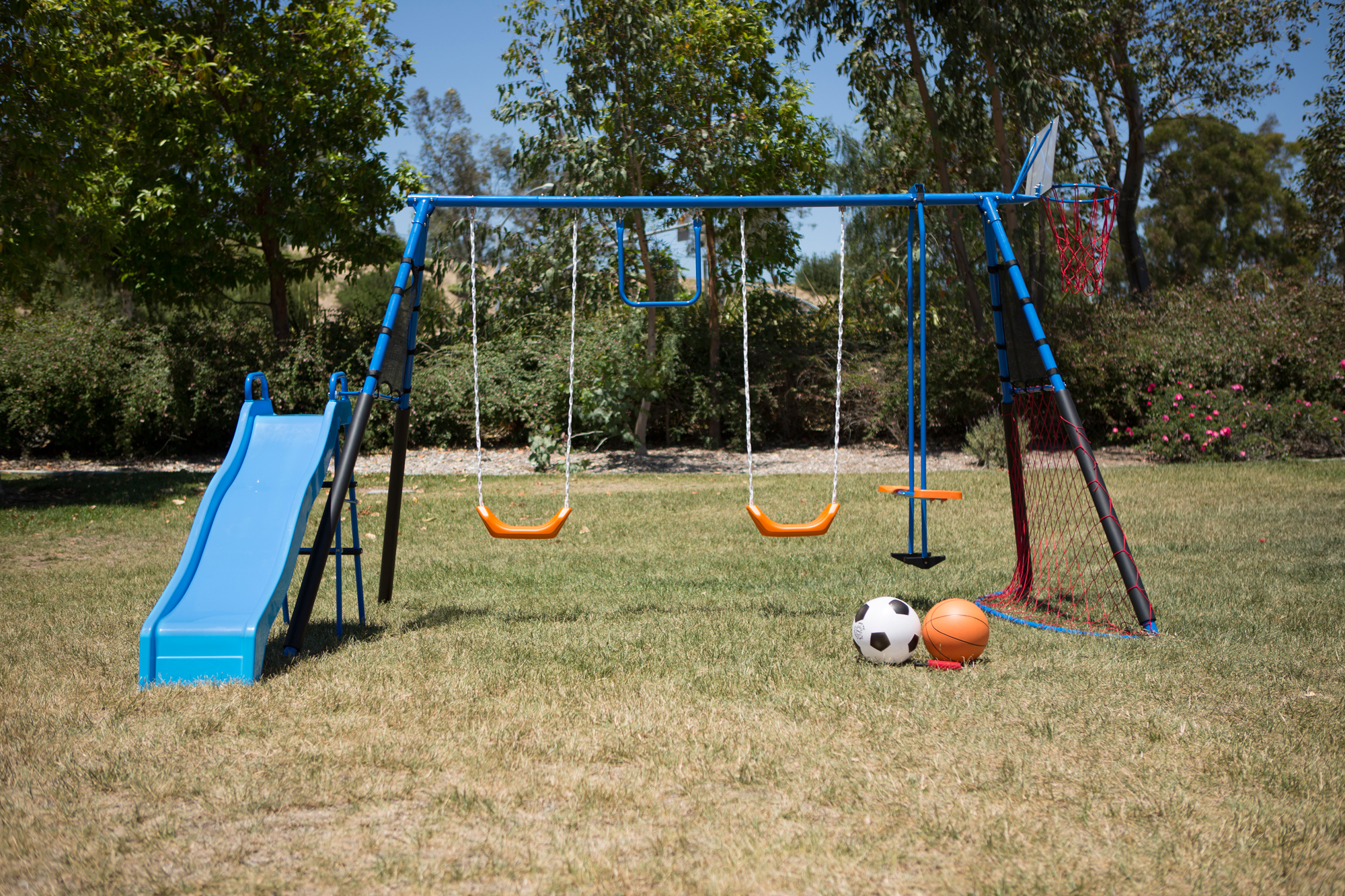 FITNESS REALITY KIDS 7 Station Sports Series Metal Swing Set with Basketball and Soccer - image 3 of 16