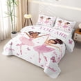 thumbnail image 3 of spefrowx Cute Cartoon Ballerinas Quilt Full for Girls, Blush Pink Phrase Butterfly Full Bedspread Sets, 3 Pieces, 3 of 7