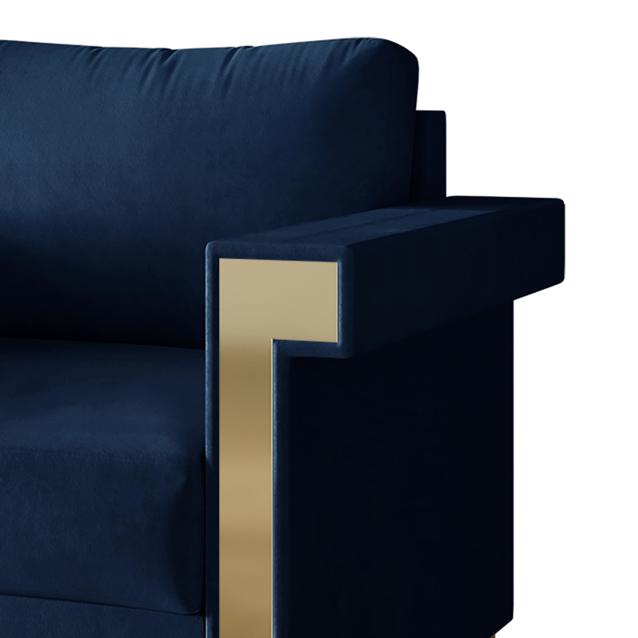Castle Place Comtemporary Glam Velvet Upholstered Loveseat, Midnight Blue