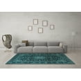 thumbnail image 3 of Ahgly Company Indoor Rectangle Medallion Light Blue Traditional Area Rugs, 7' x 9', 3 of 4