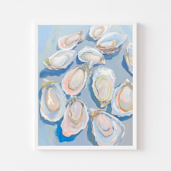Abstract Coastal Art Pastel Oyster Shell Wall Art Print, Unframed Paper Print Size 8x12