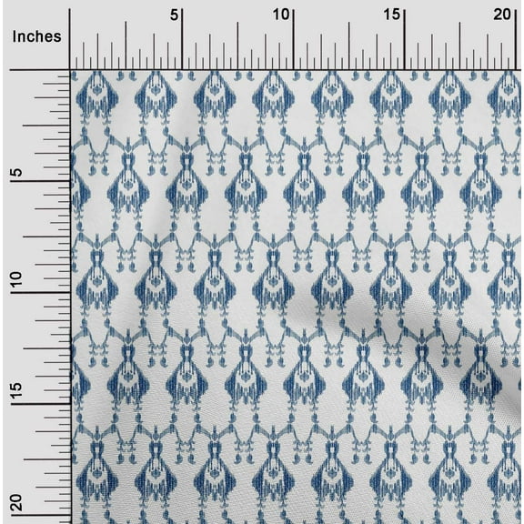 oneOone Organic Cotton Poplin Twill Fabric Paisley Ikat Print Fabric BTY 42 Inch Wide