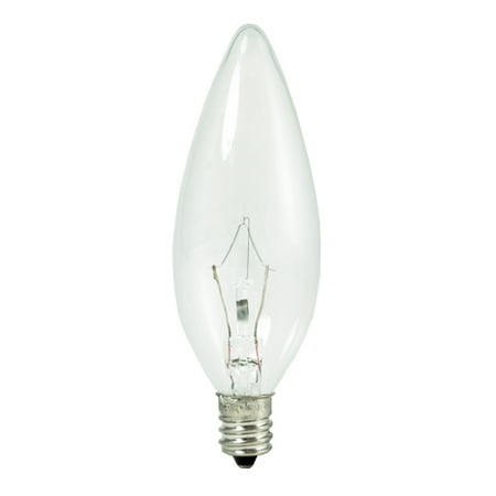 

25 Watt Dimmable Krypton Krystal Touch Torpedo B10 Chandelier Bulb Candelabra Base Clear