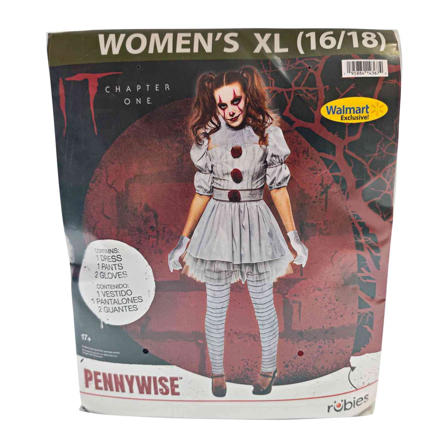 Pennywise It Halloween Costume for Adults, Women's Size XL (16/18), by Rubies