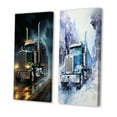 thumbnail image 3 of Designart "Midnight Cruiser Semi Truck" Truck Wall Art Set Of 2 - Green Transportation Canvas Set For Living Room Decor, 3 of 7