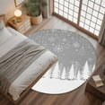 thumbnail image 3 of Gray Christmas Area Rug, Christmas Trees Snowflakes Snowy Winter Washable Large Circle Carpet, Non Slip Round Rug for Living Room/Bedroom/Dining Room/Home Office/Dorm, 3 of 9