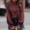 thumbnail image 4 of Npasoilc Pullover Sweater For Women Casual Color Waffle Knitted Hollowed Out Top Comfy Soft Fall Tops Lightweight Jumper Tops Round Neck Long Sleeve Tunic Top, 4 of 5