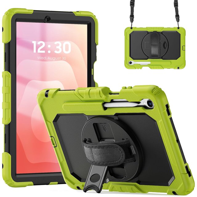 Funda para Samsung Galaxy Tab S11 (11 pulgadas) 2025 SM-X730/SM-X736B, funda protectora resistente a prueba de golpes con protector de pantalla, soporte giratorio de 360°, correa para mano