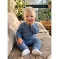 thumbnail image 6 of Loicainy Baby Toddler Boy Fall Outfit 3 6 12 18 24 Months 2T 3T 4T Crew Neck Long Sleeve Pullover Solid Color Waffle Knit Sweatshirt and Joggers Pants Clothes Set, 6 of 9