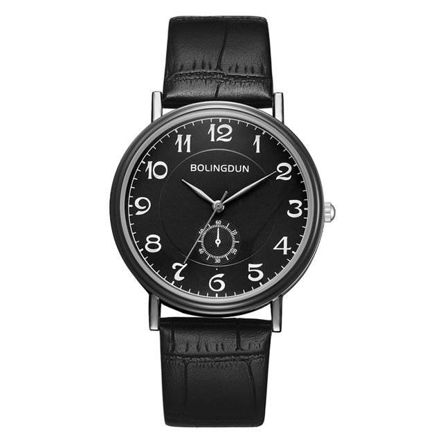 Reloj de cuarzo elegante con diseño de piedra monocular, marco negro, esfera grande y estilo moderno para el tiempo libre