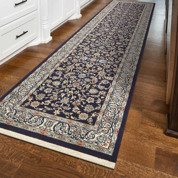 Unique Loom Narenj Collection Area Rug - Leeds (3' x 13' 1" Runner Navy Blue/Beige)