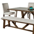 thumbnail image 4 of Jule 6pc Dining Set, Brown Rectangular Table, Chairs, Bench w White Seats, 4 of 5