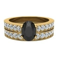 thumbnail image 4 of Black Diamond Wedding Ring Set for Women Oval Cut Cathedral Accent 14K Gold 1.25 Carat (J,I1), 4 of 5