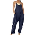 thumbnail image 6 of Women Long Casual Jumpsuits Sleeveless Loose Spaghetti Strap with Pockets - Summer Rompers, 6 of 8