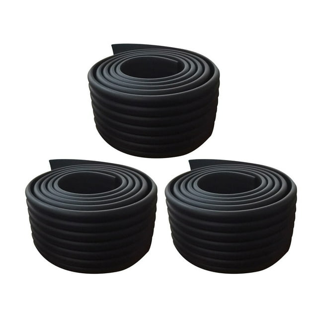 3pcs W-Shaped multifuncional Espesar Seguridad del bebé Borde de la esquina Protector de la esquina Guardia Cojín Anti-colisión Bumper Strip (Negro)