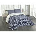 thumbnail image 3 of Ambesonne Navy Blue Quilted Bedspread Set 3 Pcs, Grunge Sketchy Design, Queen Size, Dark Blue and White, 3 of 5