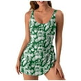 thumbnail image 2 of GEWSEY One Piece Swimdress Swimsuits for Women Tummy Control Swim Dresses Skirt Bathing Suit Green, S, 2 of 9