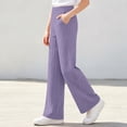 thumbnail image 3 of YUANxueke Girls Ribbed Knit Pants Casual Soft Comfy Elastic Waist Wide Leg Pants with Pockets for 5-15 Years, 3 of 8