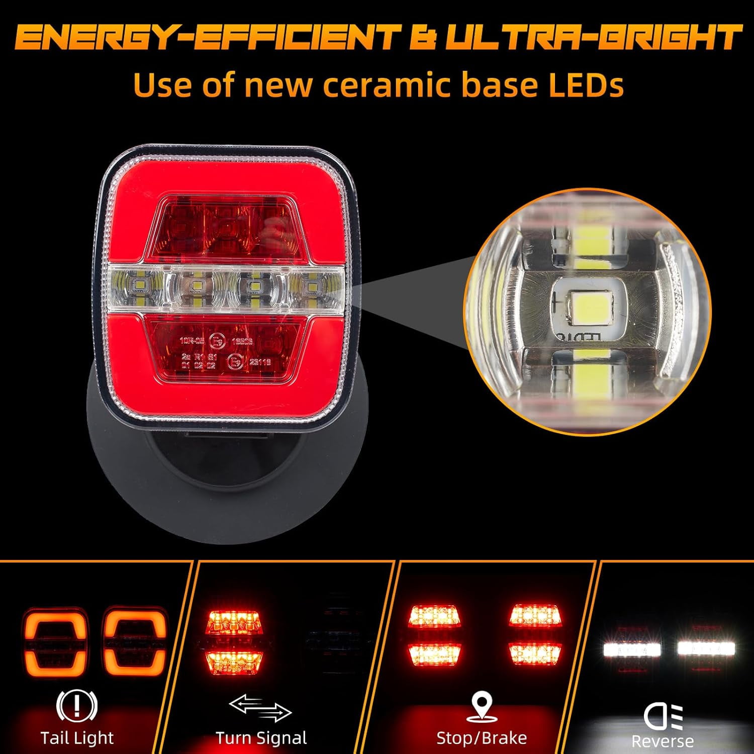 Wireless Trailer Lights-Magnetic Trailer Lights Adjustable Tow Light with Suction Cup, Rechargeable Towing Tail Light Kit Brake,Turn&Reverse Light Portable LED Towing Lights for Trucks,Boat,RV,Camper