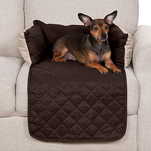 Furhaven Furniture Cover for Dogs & Cats - Sofa Buddy Water-Resistant Reversible Seating Protector with Bolster Cushion, Washable, Espresso & Clay, Small, 49201011
