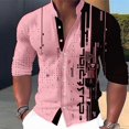 thumbnail image 1 of Camisa de hombre a cuadros/cuadros con gráfico geométrico de cuello alto para exteriores ropa de calle de manga larga moda casual de calle, 1 of 6