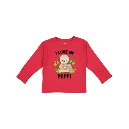 

Inktastic Cute Sloth I Love My Poppi with Green Leaves Gift Toddler Boy or Toddler Girl Long Sleeve T-Shirt