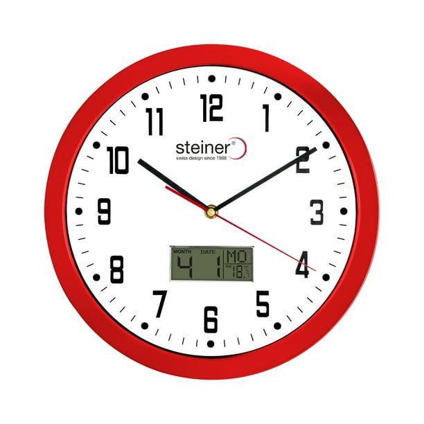 Reloj De Pared Análogo/Digital Steiner con Fechador Y Termómetro
