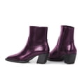 thumbnail image 3 of FSJ Women Comfortable Square Closed Toe Ankle Bootie Slant Low Chunky Block Heel Side Zipper Stretch Boots Date Street Shoes Size 8 Purple, 3 of 3