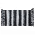thumbnail image 1 of Microfibre Striped Bath Mat With Fringe Black 20X32, 1 of 4