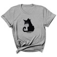thumbnail image 2 of Pntutb - Camiseta con estampado de letras de gato negro informal de Halloween para mujer, blusa con cuello redondo Pntutb Pntutb-5496, 2 of 3