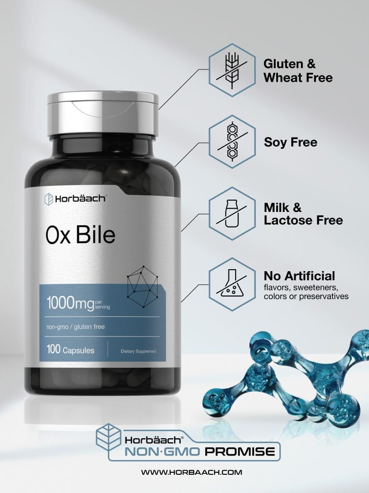 Buy Ox Bile 1000mg 100 Capsules NonGMO & Gluten Free Digestive