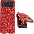 thumbnail image 5 of Compatible with Samsung Z Flip 3 Case, Glitter Sparkly Samsung Galaxy Z Flip 3 Phone Case with Slim Silicone Shockproof Protective Bumper Cover for Cute Girls Women (Red), 5 of 14