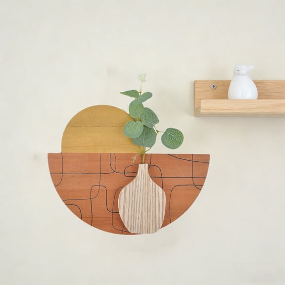 Wall Decor, Hanging Sign, Wood Board with Faux Plants for Home Office, 2-Pack