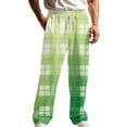 thumbnail image 3 of BRANROY Pajama Pants for Men Soft Plaid - Straight Leg Sleep Bottoms with Pockets Drawstring Elastic Waist Mens Casual Pants Relaxed Fit Lounge Pajamas,Green M, 3 of 6