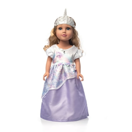 Doll Dress Unicorn Princess with Soft Crown
