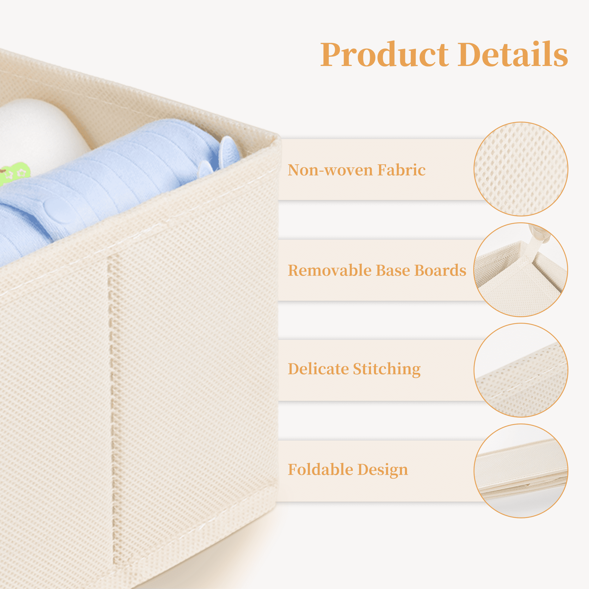 Criusia 9 Pack Drawer Organizers for Clothes, Foldable Fabric Closet Organizers and Drawer Dividers for Clothing, Baby Clothes, Socks, Underwear & Accessories, Beige