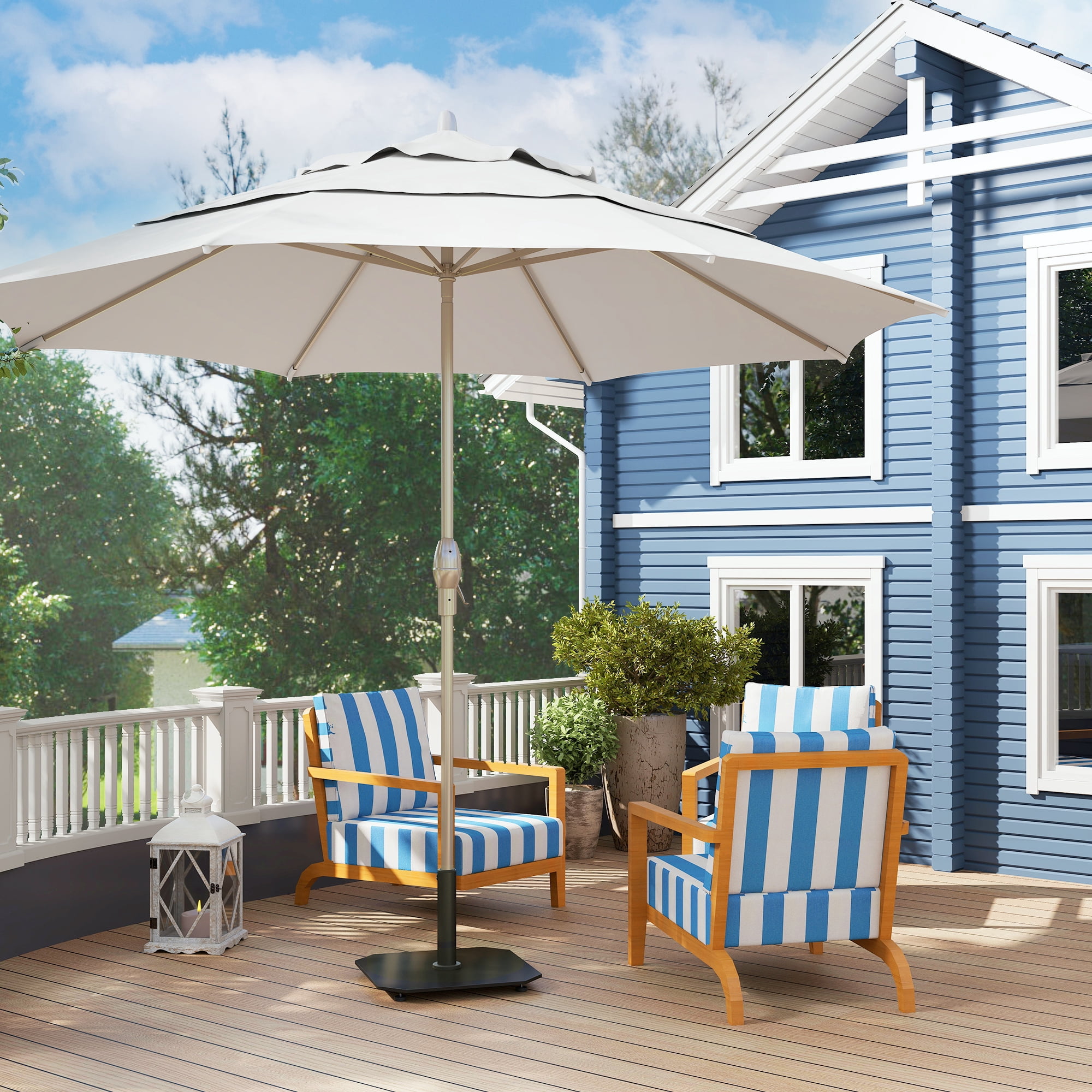Outsunny Square Patio Umbrella Base, 41 lbs Metal Umbrella Stand Base with Adjustable Pads, Patio Umbrella Holder for 1.3"/1.5"/1.9" Poles, Black