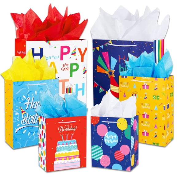 Bolsa de regalo Plauthus Birthage, varios tamaños y diseños, 12 unidades