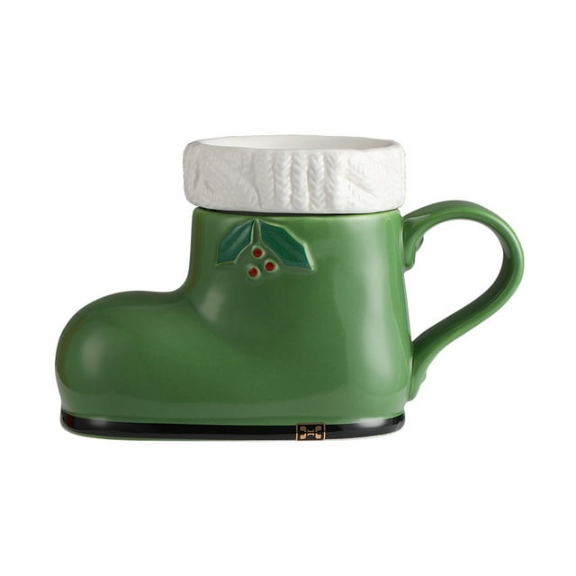 Taza de cerámica para Navidad, color verde, capacidad de 350 ml