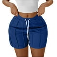 thumbnail image 2 of LADIGASU Women's Solid Color Shorts With Elastic Waistband Drawstring For Casual Wear, 2 of 3