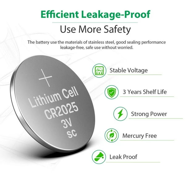 CR2025 Pile Bouton Batterie au Lithium 3V CR-2025 8 Piles【5 Ans