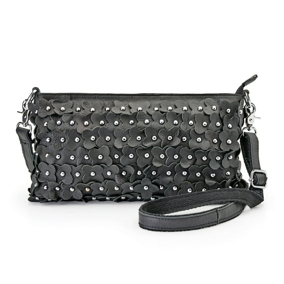 Field of Flowers Leather Handbag - Black