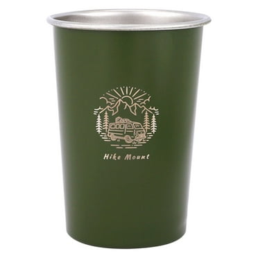 100Fens 350ml Stainless Steel Cups, Stackable & Durable Drinking Cups for Camping, Reusable & Dishwasher Safe Tumblers, with Print Pattern
